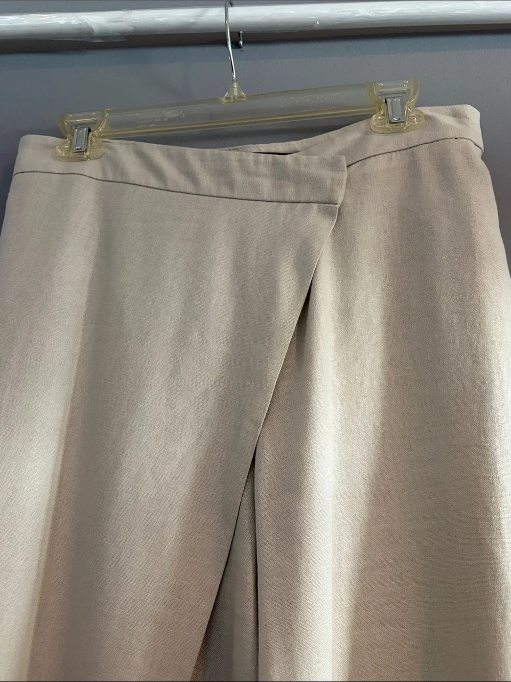 Zara Wide Leg Linen Blend Pants in Light Beige